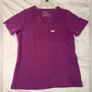 Figs Women’s Catarina One Pocket Scrub Top Small - Deep Purple